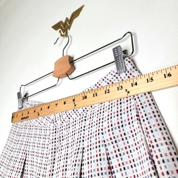 FARROW Fran Pleated High Rise Trousers Checked Jacquard Gaucho Women Medium Red - Picture 10 of 13